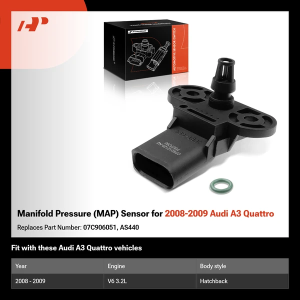 Manifold Pressure (MAP) Sensor for 2008-2009 Audi A3 Quattro