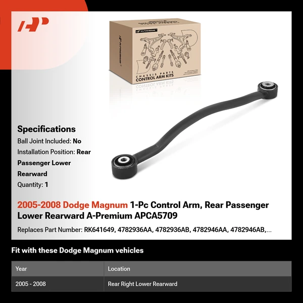 2005-2008 Dodge Magnum 1-Pc Control Arm, Rear Passenger Lower Rearward A-Premium APCA5709