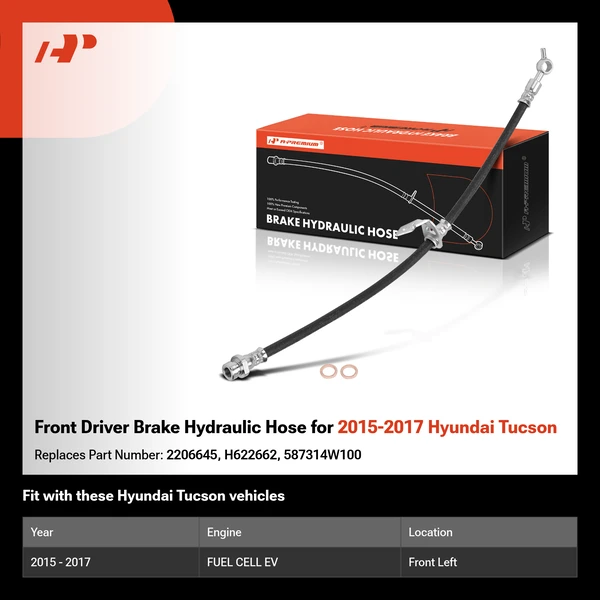 Front Driver Brake Hydraulic Hose for 2015-2017 Hyundai Tucson