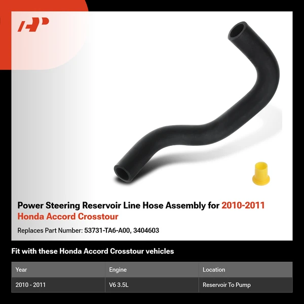 Power Steering Reservoir Line Hose Assembly for 2010-2011 Honda Accord Crosstour