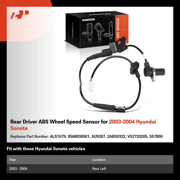 Rear Driver ABS Wheel Speed Sensor for 2003-2004 Hyundai Sonata