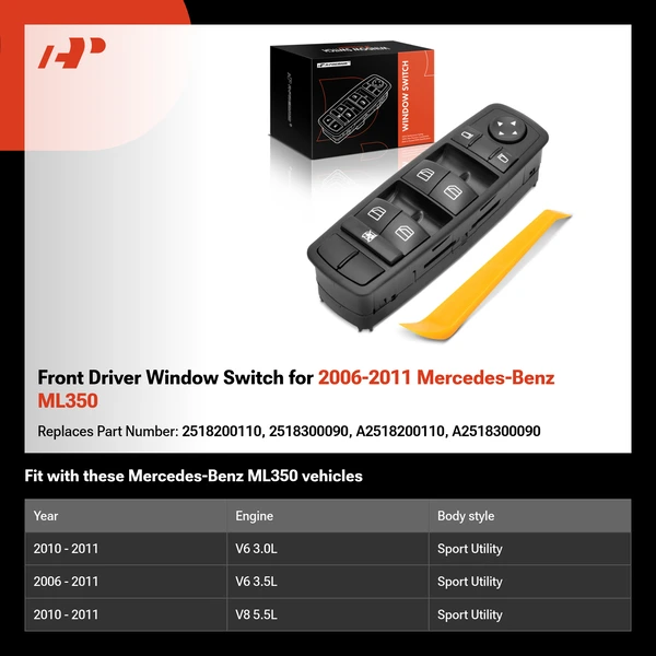 Front Driver Window Switch for 2006-2011 Mercedes-Benz ML350