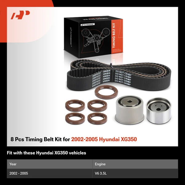 8 Pcs Timing Belt Kit for 2002-2005 Hyundai XG350