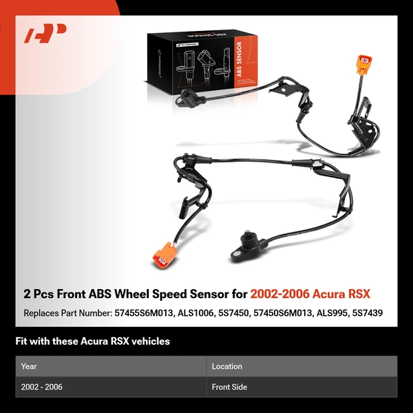 2 Pcs Front ABS Wheel Speed Sensor for 2002-2006 Acura RSX