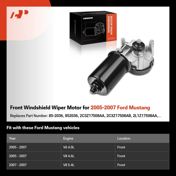 Front Windshield Wiper Motor for 2005-2007 Ford Mustang