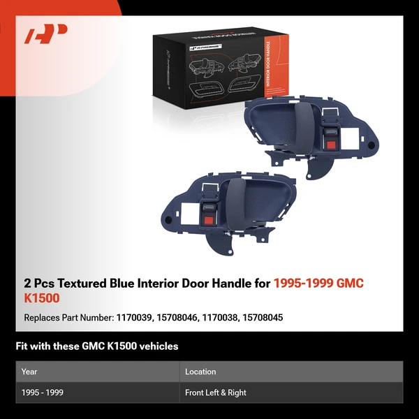 2 Pcs Textured Blue Interior Door Handle for 1995-1999 GMC K1500