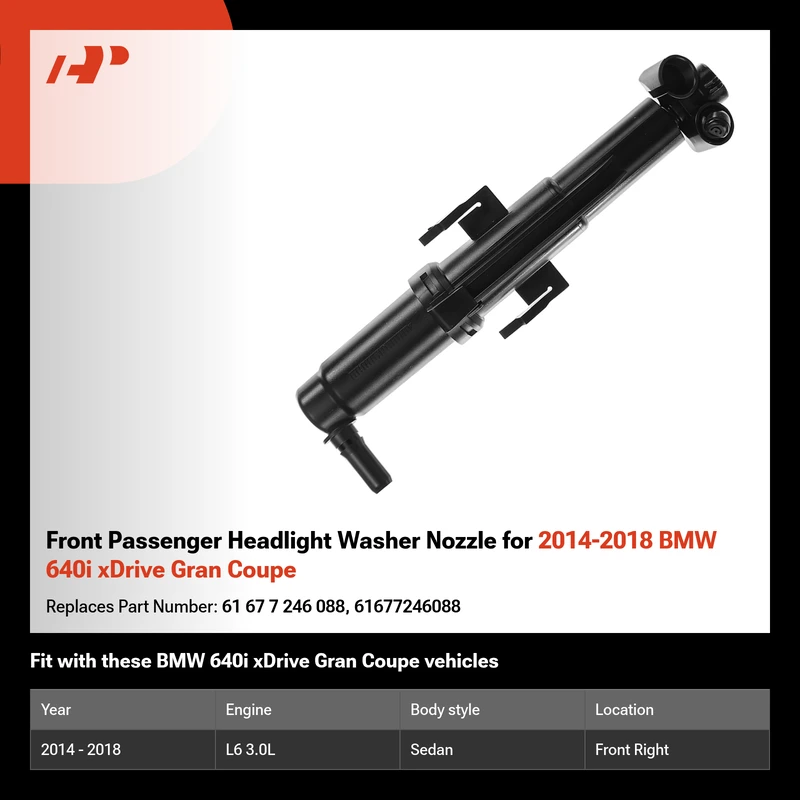 Front Passenger Headlight Washer Nozzle for 2014-2018 BMW 640i xDrive Gran Coupe