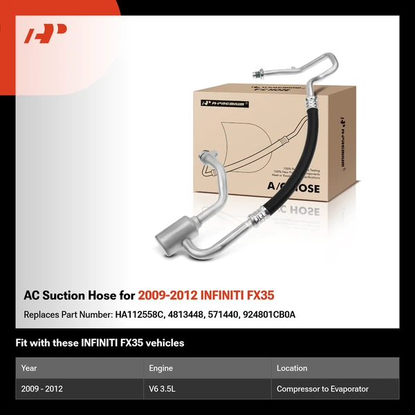 AC Suction Hose for 2009-2012 INFINITI FX35