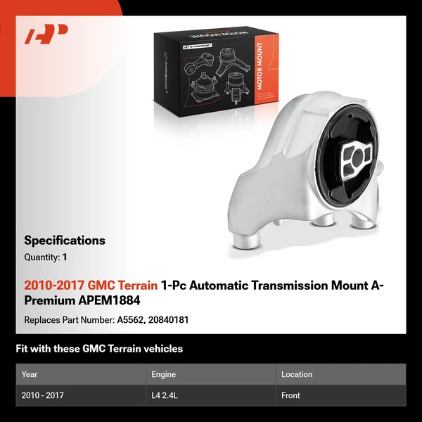2010-2017 GMC Terrain 1-Pc Automatic Transmission Mount A-Premium APEM1884