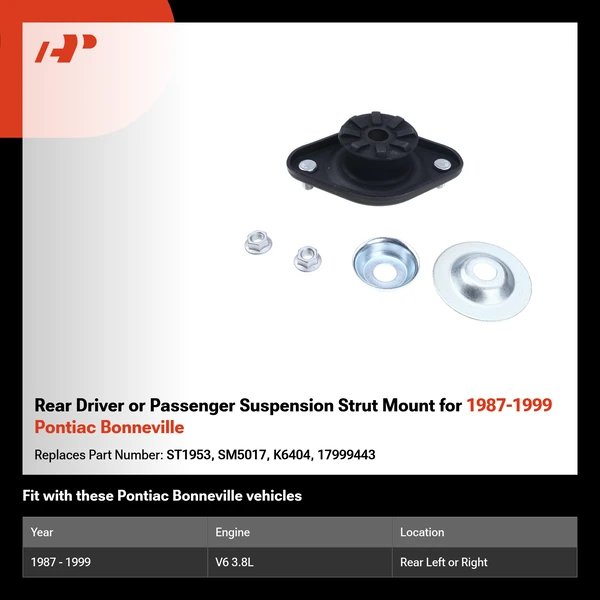 Rear Driver or Passenger Suspension Strut Mount for 1987-1999 Pontiac Bonneville