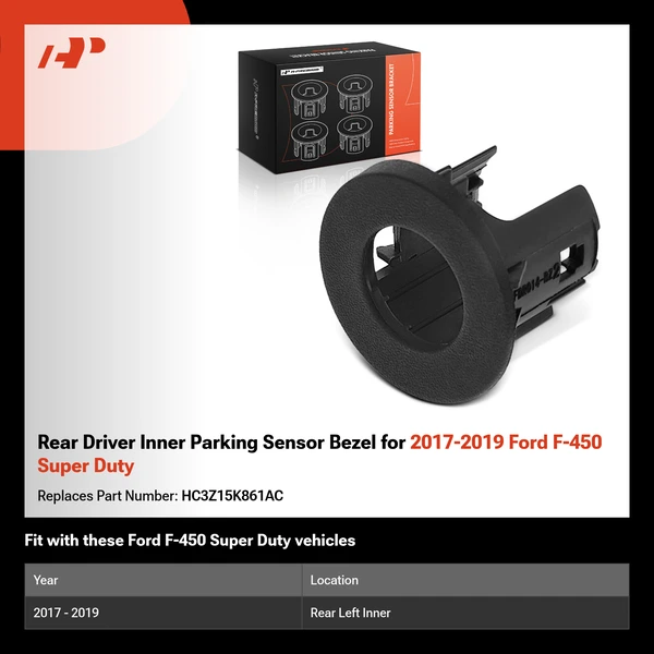 Rear Driver Inner Parking Sensor Bezel for 2017-2019 Ford F-450 Super Duty