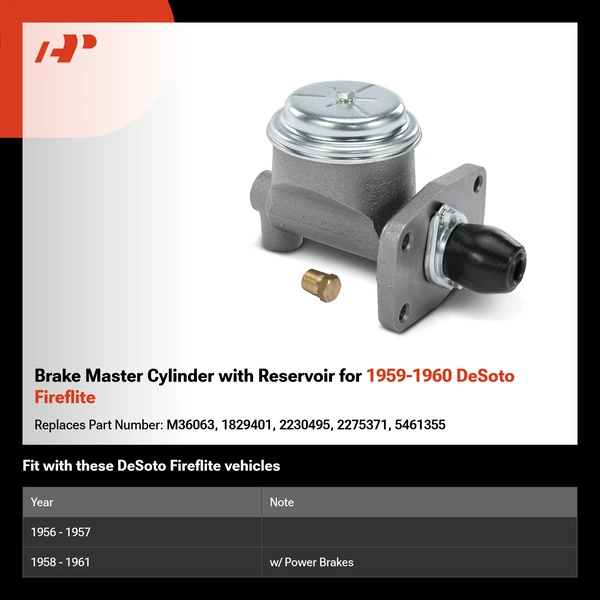 Brake Master Cylinder with Reservoir for 1959-1960 DeSoto Fireflite