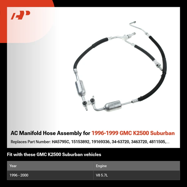 AC Manifold Hose Assembly for 1996-1999 GMC K2500 Suburban