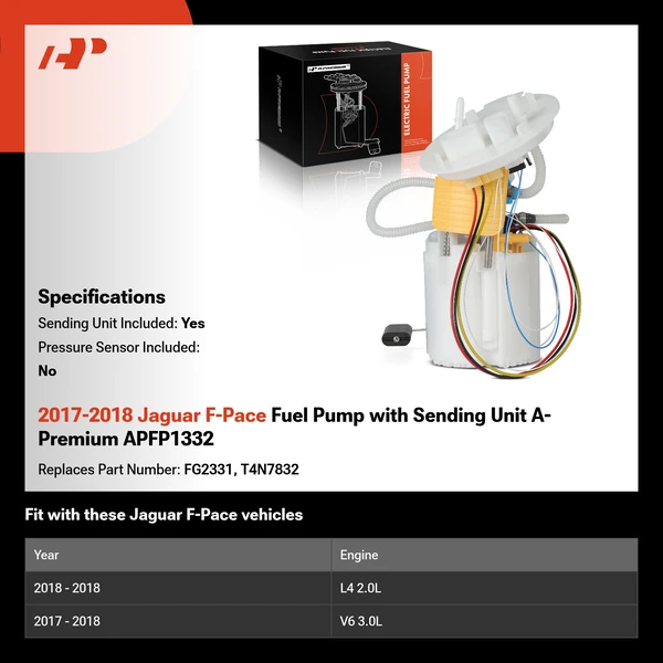 2017-2018 Jaguar F-Pace Fuel Pump with Sending Unit A-Premium APFP1332