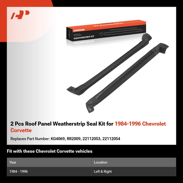 2 Pcs Roof Panel Weatherstrip Seal Kit for 1984-1996 Chevrolet Corvette