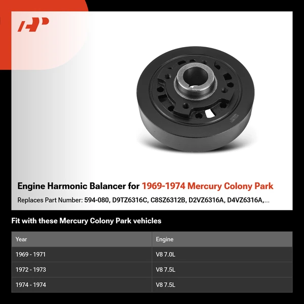 Engine Harmonic Balancer for 1969-1974 Mercury Colony Park