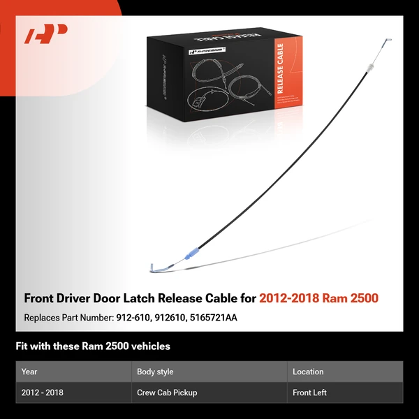 Front Driver Door Latch Release Cable for 2012-2018 Ram 2500