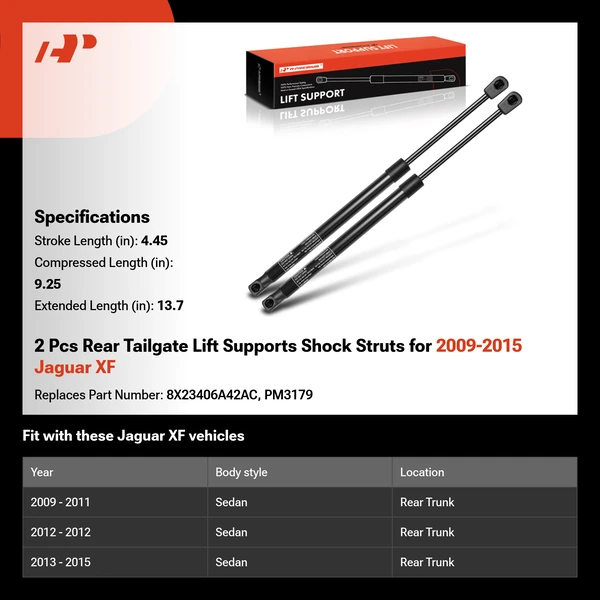 2 Pcs Rear Tailgate Lift Supports Shock Struts for 2009-2015 Jaguar XF