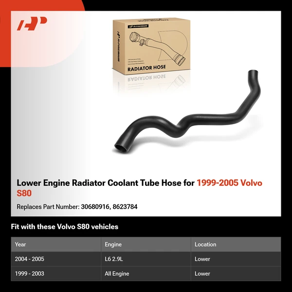 Lower Engine Radiator Coolant Tube Hose for 1999-2005 Volvo S80