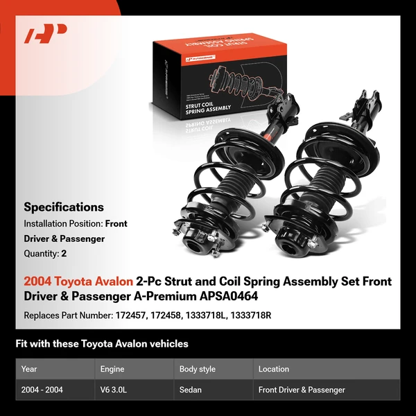 2004 Toyota Avalon 2-Pc Strut and Coil Spring Assembly Set Front Driver & Passenger A-Premium APSA0464