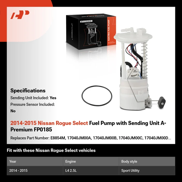 2014-2015 Nissan Rogue Select Fuel Pump with Sending Unit A-Premium FP0185