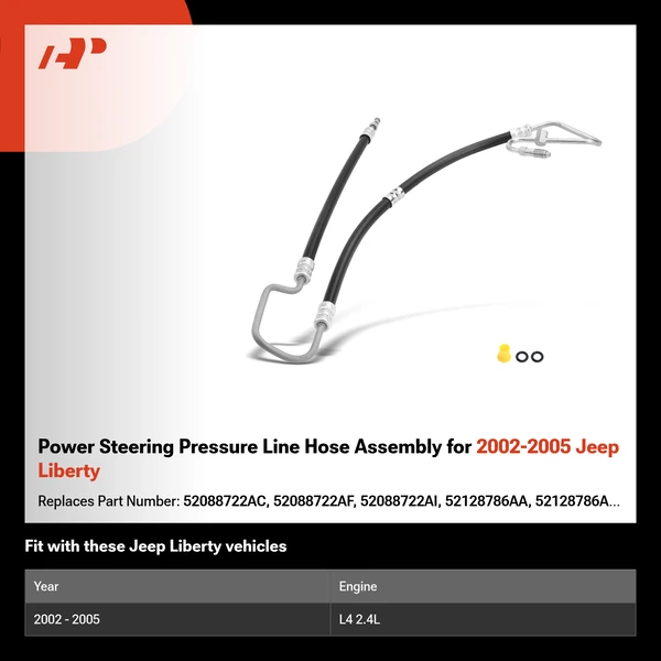 Power Steering Pressure Line Hose Assembly for 2002-2005 Jeep Liberty
