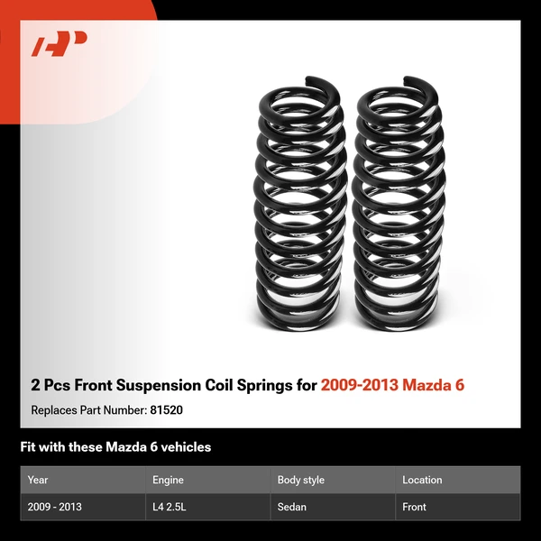 2 Pcs Front Suspension Coil Springs for 2009-2013 Mazda 6