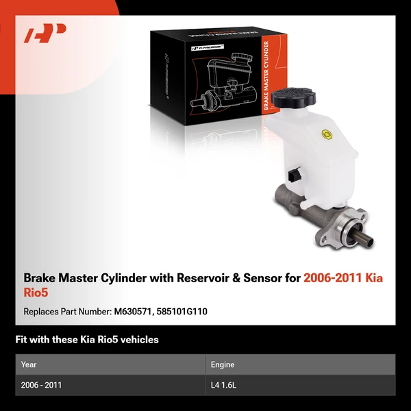 Brake Master Cylinder with Reservoir & Sensor for 2006-2011 Kia Rio5