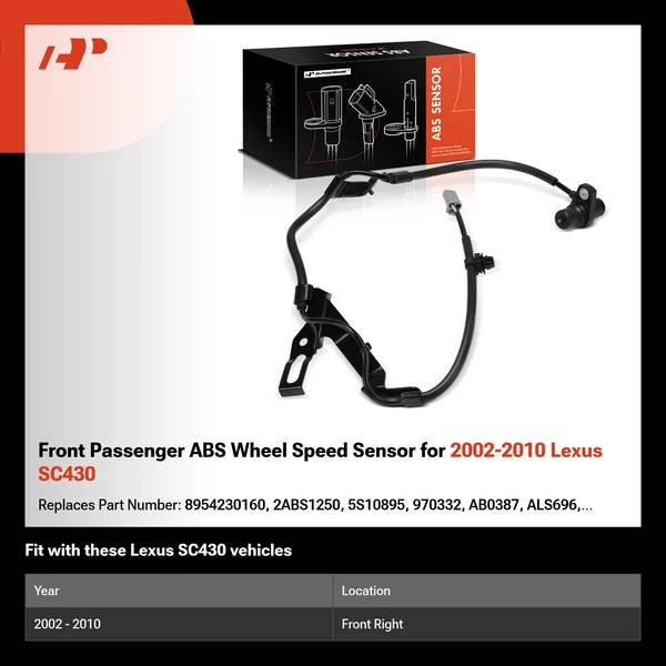 Front Passenger ABS Wheel Speed Sensor for 2002-2010 Lexus SC430