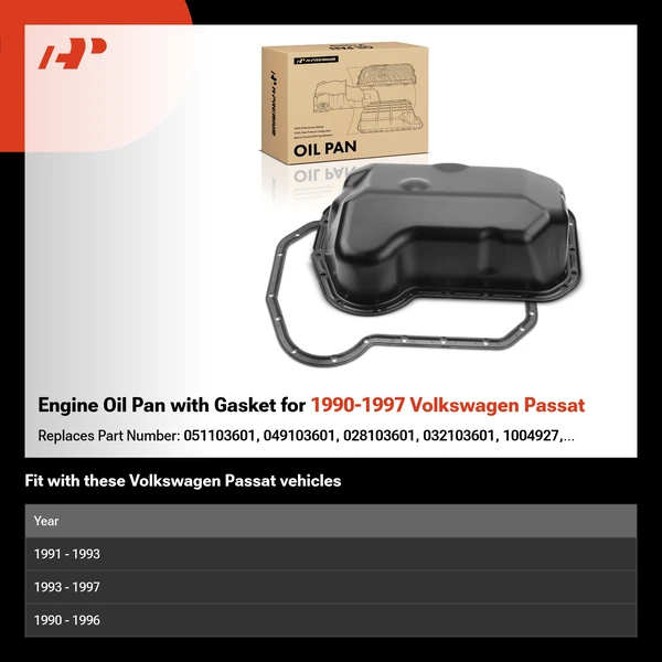 Engine Oil Pan with Gasket for 1990-1997 Volkswagen Passat