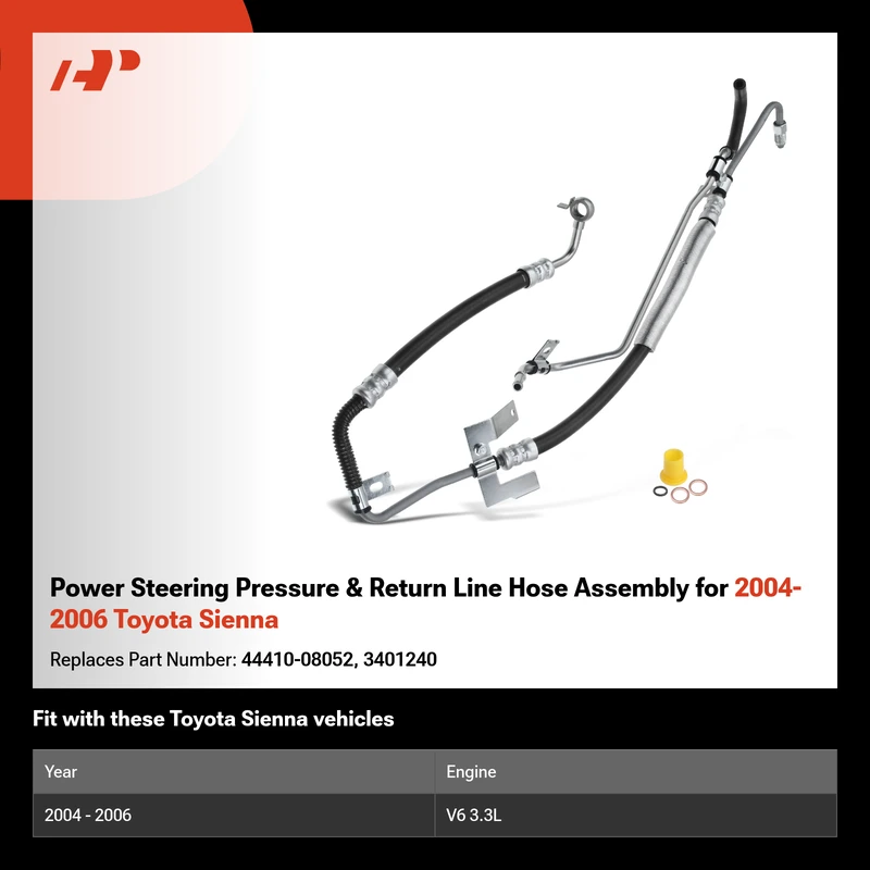 Power Steering Pressure & Return Line Hose Assembly for 2004-2006 Toyota Sienna