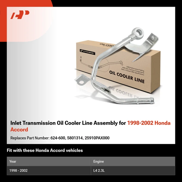 Inlet Transmission Oil Cooler Line Assembly for 1998-2002 Honda Accord