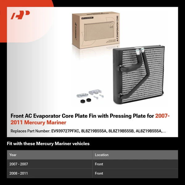 Front AC Evaporator Core Plate Fin with Pressing Plate for 2007-2011 Mercury Mariner