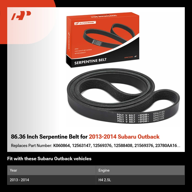 86.36 Inch Serpentine Belt for 2013-2014 Subaru Outback
