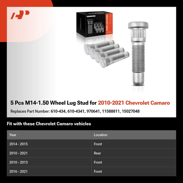 5 Pcs M14-1.50 Wheel Lug Stud for 2010-2021 Chevrolet Camaro