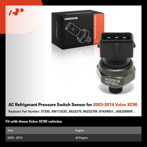 AC Refrigerant Pressure Switch Sensor for 2003-2014 Volvo XC90