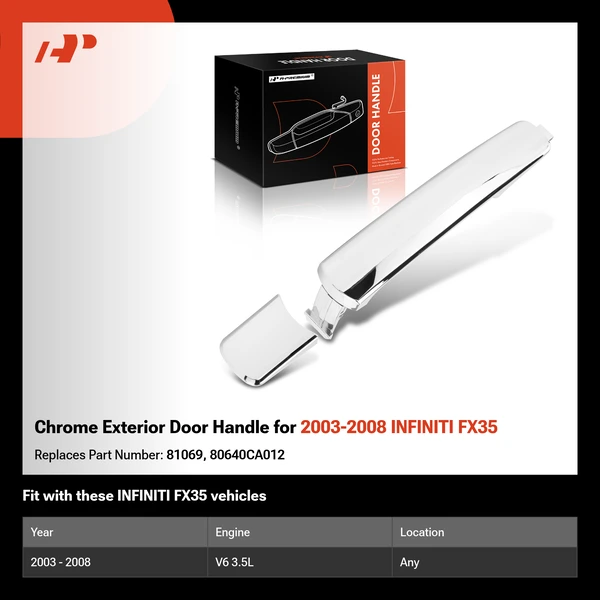 Chrome Exterior Door Handle for 2003-2008 INFINITI FX35