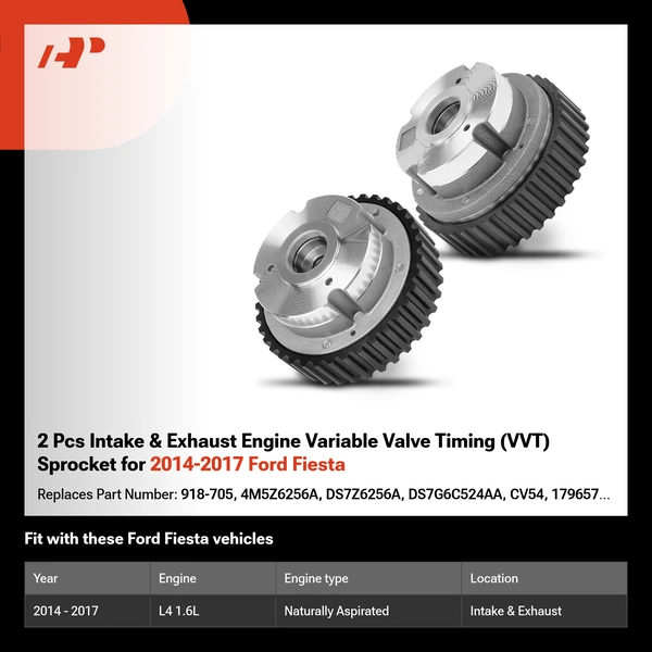 2 Pcs Intake & Exhaust Engine Variable Valve Timing (VVT) Sprocket for 2014-2017 Ford Fiesta