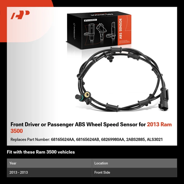 Front Driver or Passenger ABS Wheel Speed Sensor for 2013 Ram 3500