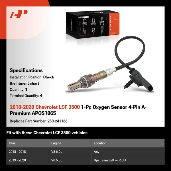 2018-2020 Chevrolet LCF 3500 1-Pc Oxygen Sensor 4-Pin A-Premium APOS1065