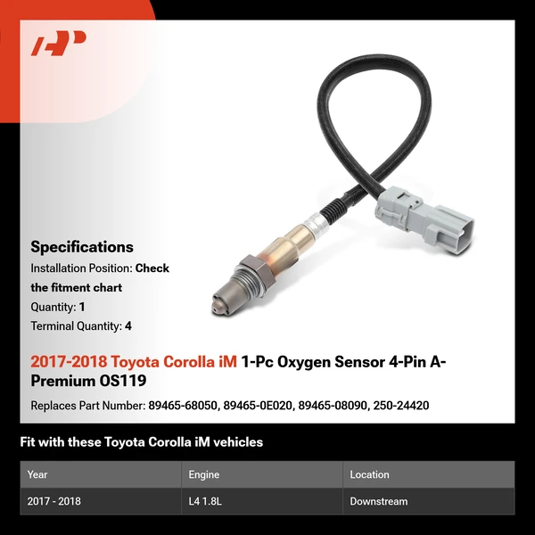 2017-2018 Toyota Corolla iM 1-Pc Oxygen Sensor 4-Pin A-Premium OS119