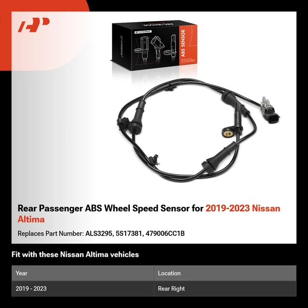 Rear Passenger ABS Wheel Speed Sensor for 2019-2023 Nissan Altima