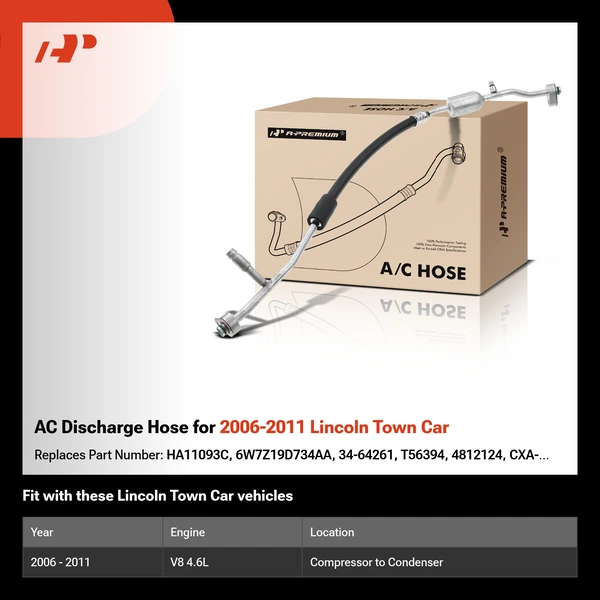 AC Discharge Hose for 2006-2011 Lincoln Town Car