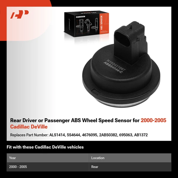 Rear Driver or Passenger ABS Wheel Speed Sensor for 2000-2005 Cadillac DeVille