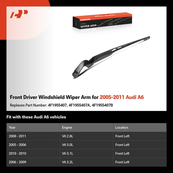 Front Driver Windshield Wiper Arm for 2005-2011 Audi A6
