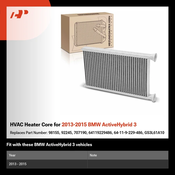 HVAC Heater Core for 2013-2015 BMW ActiveHybrid 3