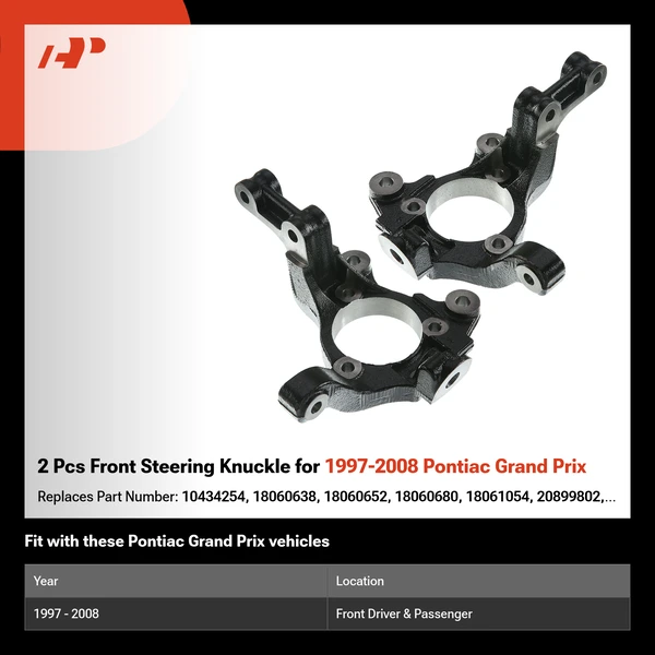 2 Pcs Front Steering Knuckle for 1997-2008 Pontiac Grand Prix