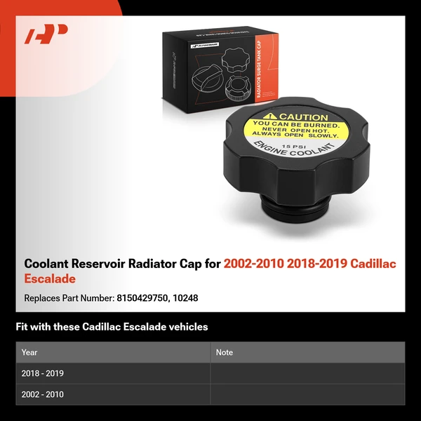 Coolant Reservoir Radiator Cap for 2002-2010 2018-2019 Cadillac Escalade