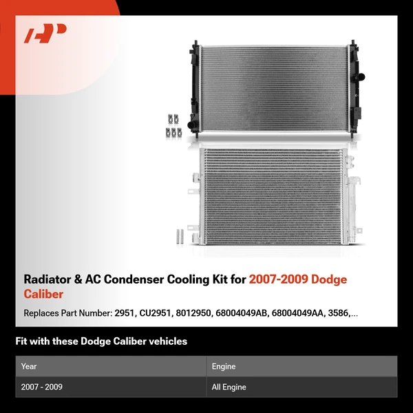 Radiator & AC Condenser Cooling Kit for 2007-2009 Dodge Caliber