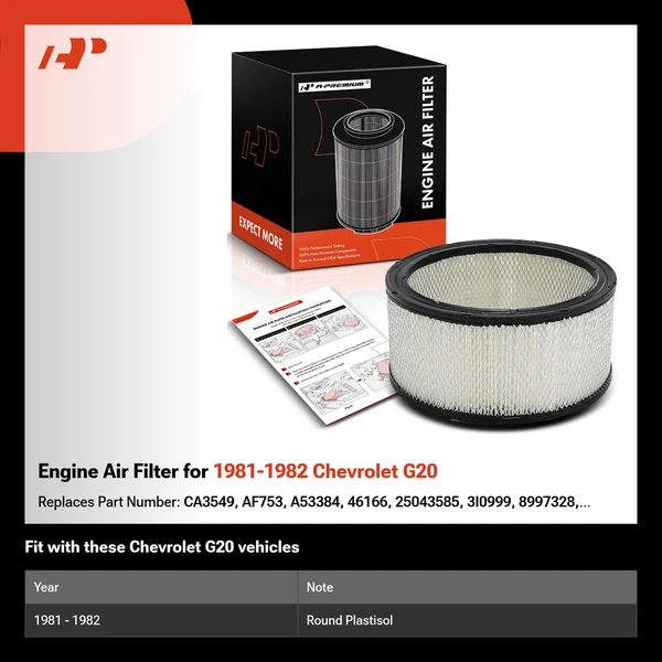 Engine Air Filter for 1981-1982 Chevrolet G20